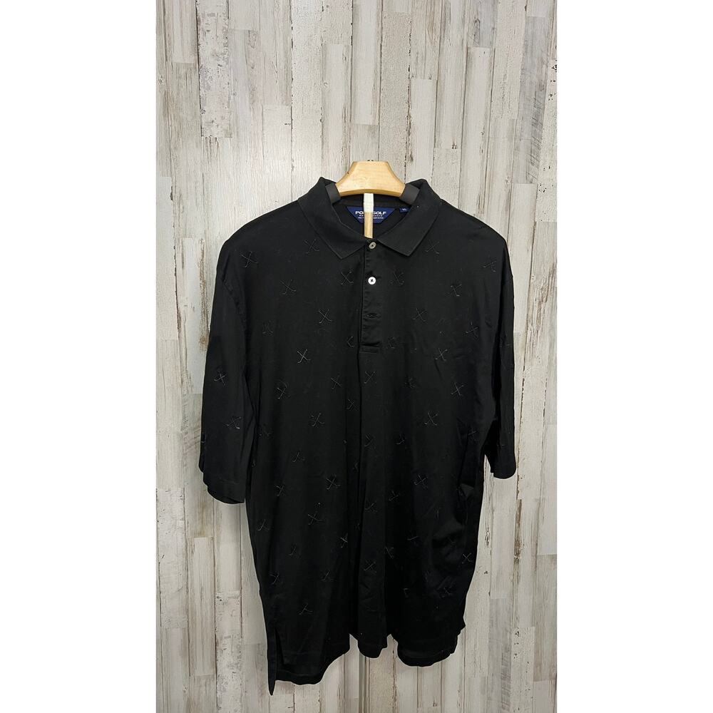 Ralph Lauren Men's XL Black Golf Club Embossed Polo Shirt Short Sleeve